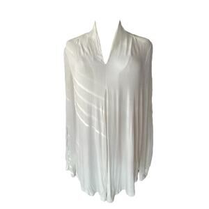 Cable & Gauge Dress Top with Sheer Sleeves Size L